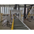 Horizontal stretch film wrapping machine for wooden door